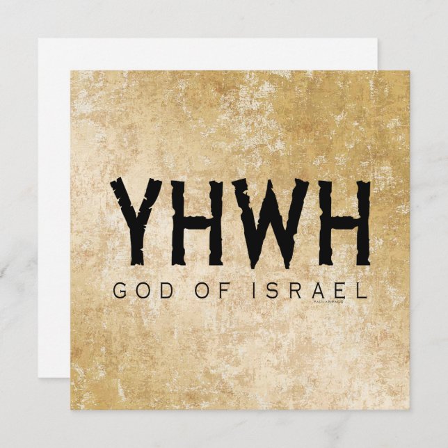 Cartão YHWH (Yahweh, Jeová) Deus Israel Tetragrammaton (Frente/Verso)