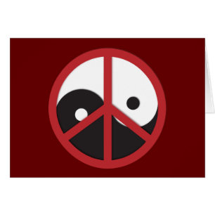 Cartão Yin-Yang com sinal de paz - vermelho