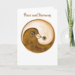Cartão Yin Yang doves peace & harmony Greeting Card