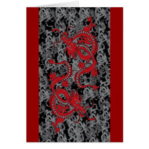 Cartão Ying Yang Red Dragon