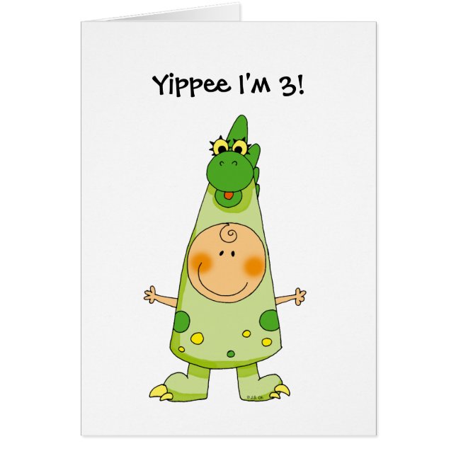 Cartão Yippee eu sou 3! (Frente)