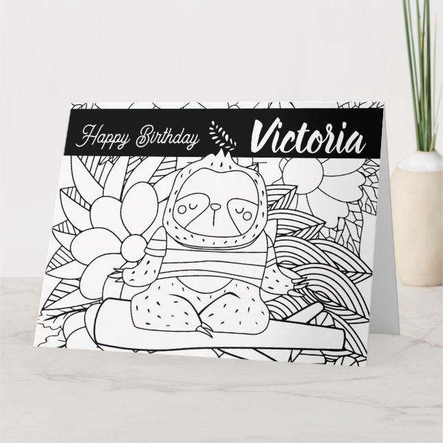 Cartão Yoga Instrutor Sloth Birthday (Frente)