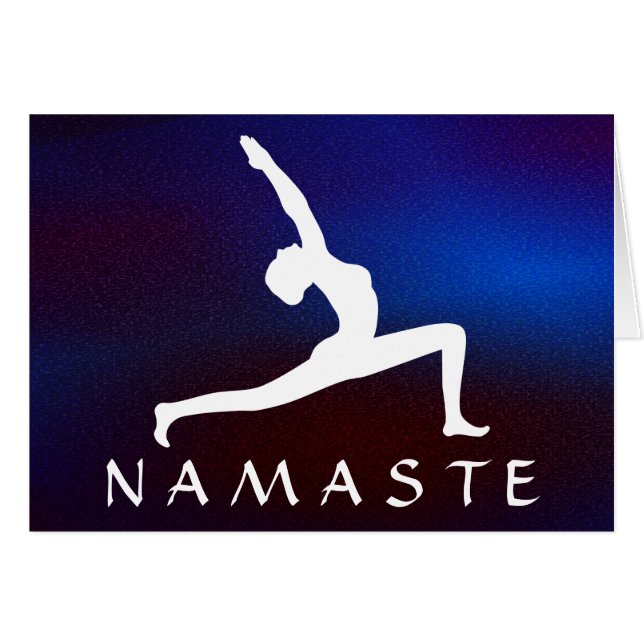 Cartão Yoga Pose White Silhouette Blue (Frente Horizontal)