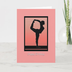Cartão Yoga Silhouette e Sunset Birthday Card