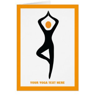 Cartão Yoga tree pose preto, costume laranja