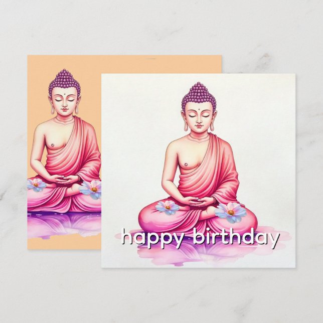 Cartão Yogini / Buddha Watercolor Birthday, Meditation (Frente/Verso)