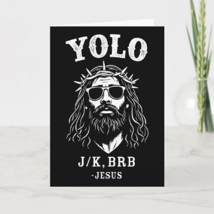 Cartão Yolo Jk Brb Jesus engraçado para a Páscoa cristã