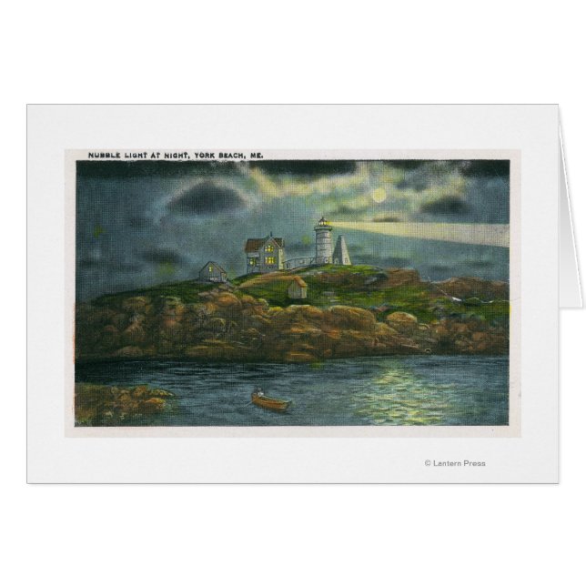 Cartão York Beach View of the Nubble Lighthouse em (Frente Horizontal)