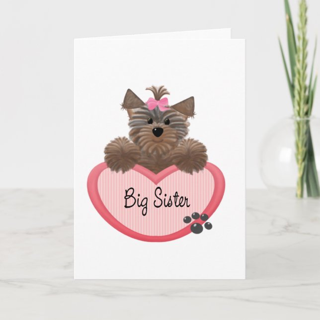 Cartão Yorkie Big Sister (Frente)