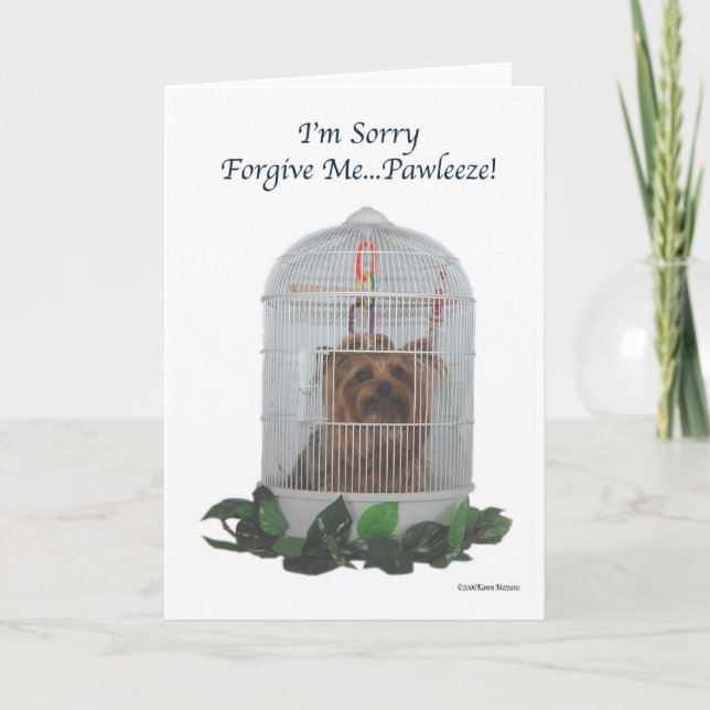 Cartão Yorkie Birdcage (Frente)