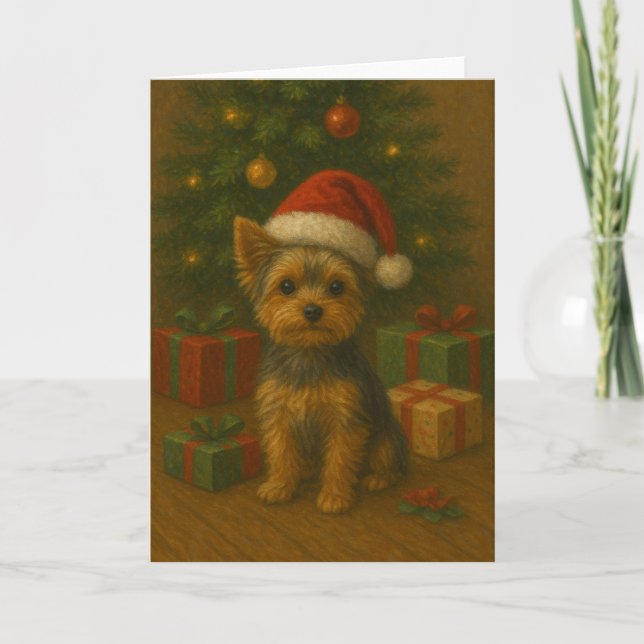 Cartão Yorkie Christmas Card (Frente)