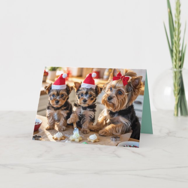 Cartão Yorkie Christmas Cookie Card (Frente)