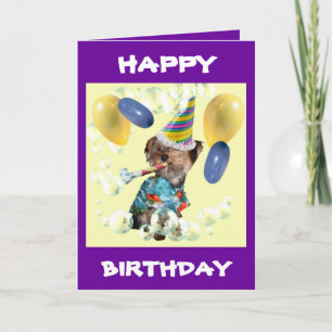 Cartão Yorkie Happy Birthday Card