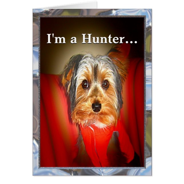 Cartão Yorkie Hunter personalizável (Frente)