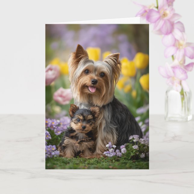 Cartão Yorkie Mãe Dia das Mães Amor (Orquídea)