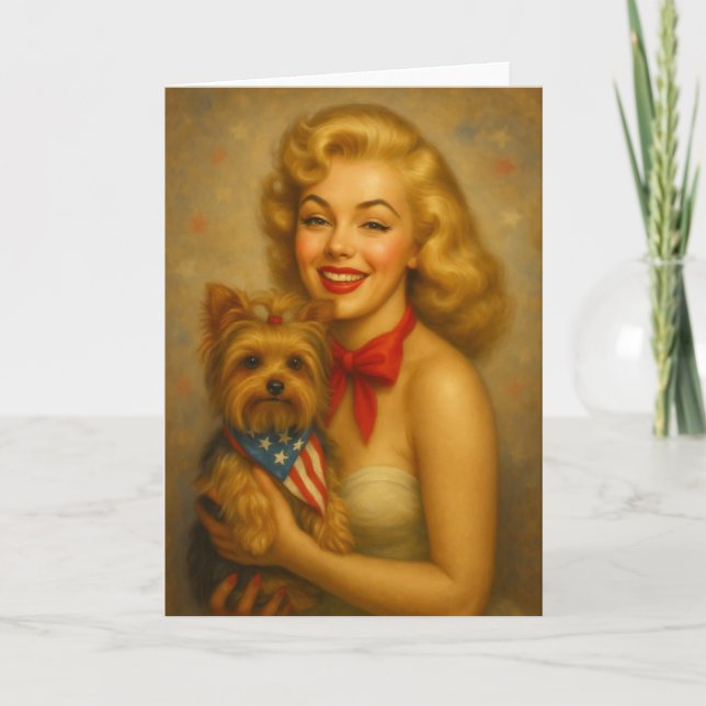 Cartão Yorkie Vintage (Frente)