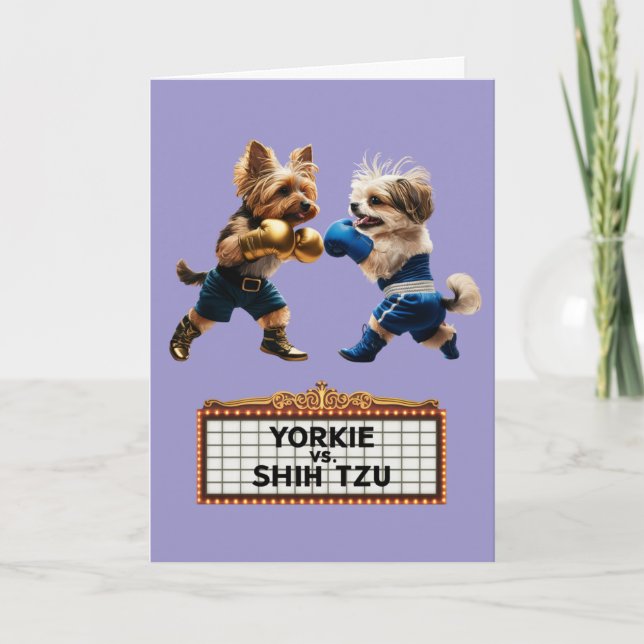 Cartão Yorkie vs. Shih Tzu Card (Frente)