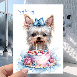 Cartão "Yorkie" - Yorkshire Terrier - Dog Cake Birthday