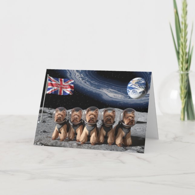 Cartão Yorkies da Lua Engraçados (Frente)
