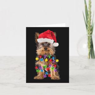 Cartão Yorkshire Natal Yorkie Dog Santa Hat Natal