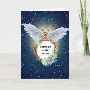 Cartão Yorkshire terrier angel suculenta a noite toda