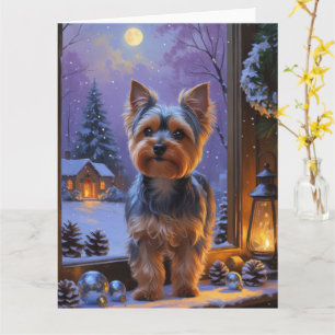 Cartão Yorkshire Terrier com férias de Natal