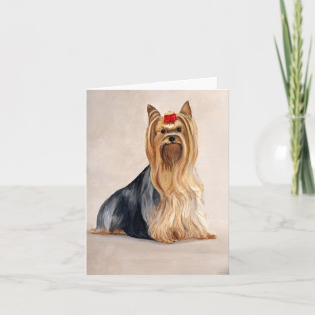 Cartão Yorkshire Terrier Dog Art Oil Painting Card (Frente)