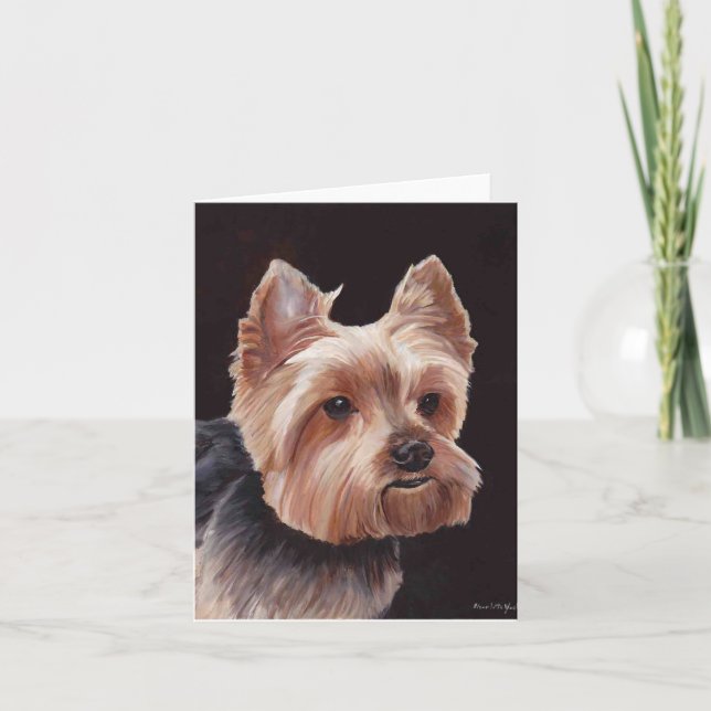 Cartão Yorkshire Terrier Dog Art Oil Painting Card (Frente)