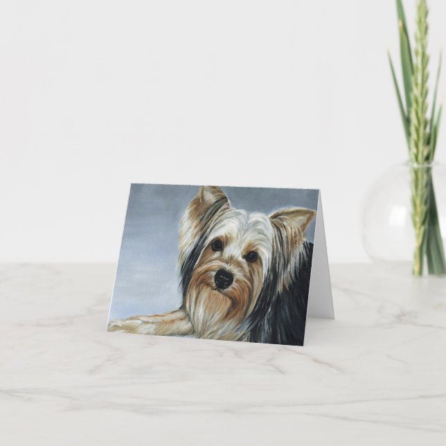 Cartão Yorkshire Terrier Dog Art Oil Painting Card (Frente)