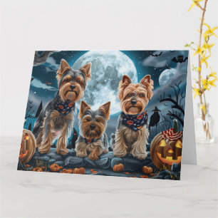 Cartão Yorkshire Terrier Halloween Spooky