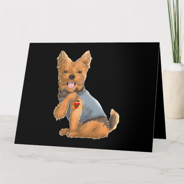 Cartão Yorkshire Terrier I Love Mãe Tattoo Camiseta de cã (Frente)