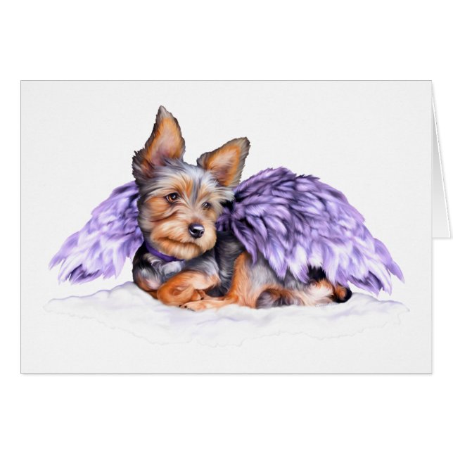 Cartão Yorkshire Terrier Yorkie Angel (Frente Horizontal)