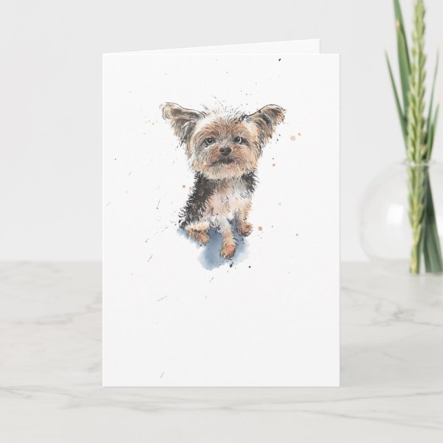 Cartão Yorkshire Terrier, Yorkie engraçado Dog Birthday C (Frente)
