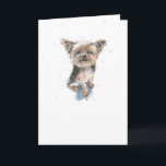 Cartão Yorkshire Terrier, Yorkie engraçado Dog Birthday C<br><div class="desc">Tinta e aquarela Yorkshire Terrier design. Este é um desenho animado, expressivo e ilustrativo com variações de linha, marcas e oscilações causadas pelo uso vigoroso de uma caneta tradicional de cor d'água e salpicos, o que dá ao Trabalho de arte um estilo fresco e imediato onde meu 'trabalho' pode ser...</div>