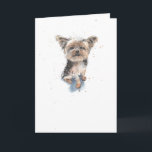 Cartão Yorkshire Terrier, Yorkie engraçado Dog Birthday C<br><div class="desc">Tinta e aquarela Yorkshire Terrier design. Este é um desenho animado, expressivo e ilustrativo com variações de linha, marcas e oscilações causadas pelo uso vigoroso de uma caneta tradicional de cor d'água e salpicos, o que dá ao Trabalho de arte um estilo fresco e imediato onde meu 'trabalho' pode ser...</div>