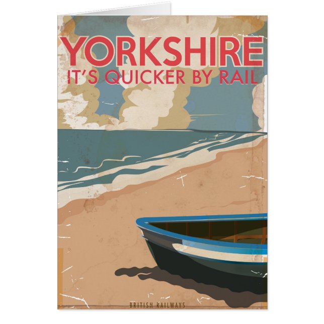 Cartão Yorkshire Vintage Poster de viagens ferroviário (Frente)