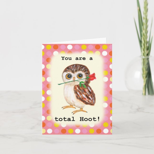 Cartão You are a total Hoot Cute Funny Owl Valentine (Frente)