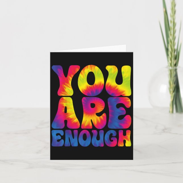 Cartão You Are Enough Funny Motivational Tie Dye  (Frente)