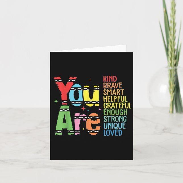 Cartão You Are Kind Smart Brave Motivational Back To Scho (Frente)