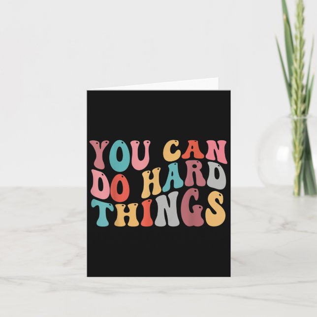 Cartão You Can Do Hard Things Groovy Retro Motivational Q (Frente)