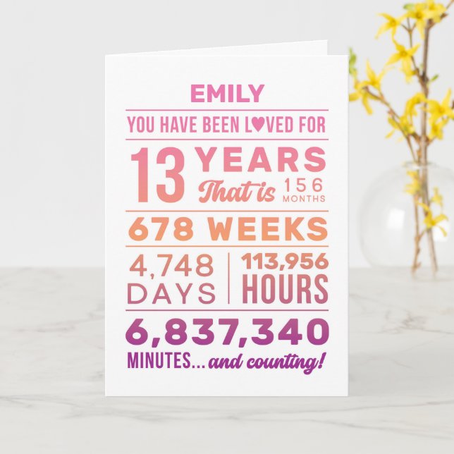 Cartão You Have Been Loved 13 Years Birthday Card (Flor Amarela)