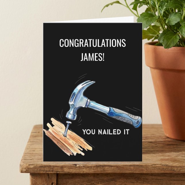 Cartão You Nailed It Funny Hammer Nail Congratulations (You Nailed It - Congratulations Card with Hammer and Nail)