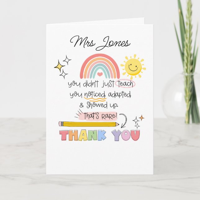 Cartão You Noticed Teacher Thank You SENCO SEN teacher (Frente)