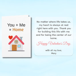 Cartão You Plus Me Equals Home Valentine's Day
