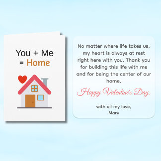 Cartão You Plus Me Equals Home Valentine's Day 