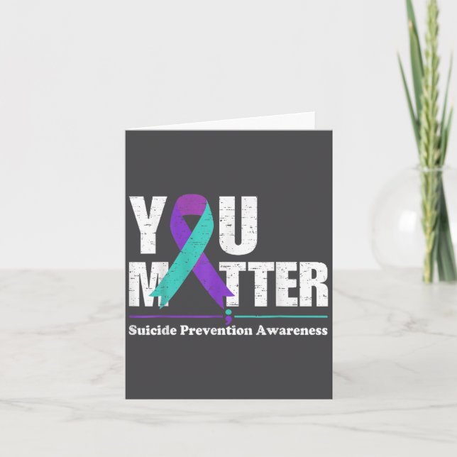 Cartão You Suicide Prevention Awareness Teal Purple Ribbo (Frente)