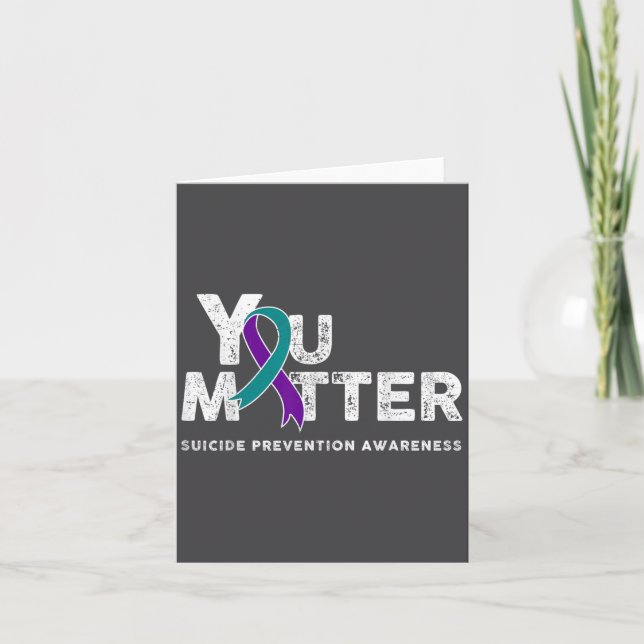 Cartão You Suicide Prevention Month Gift Teal Purple Ribb (Frente)