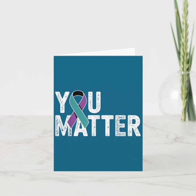 Cartão You Suicide Prevention Teal Purple Awareness Ribbo (Frente)