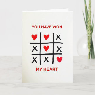 Cartão You Won My Heart Tic Tac Toe Card