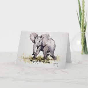 Cartão Young Elephant Happy Birthday Card